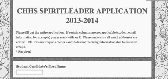 Online Application Forms Link Donation Requests Spiritleading is not funded by CHHS ASB, athletics or district programs. It is not a Title IX program.