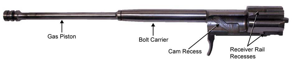 TM 8370-50007-OR/1 0012 00 b. Bolt Carrier Assembly and Bolt Assembly. (1) Dry the bolt carrier assembly (bolt carrier and gas piston) and lightly lubricate with CLP.