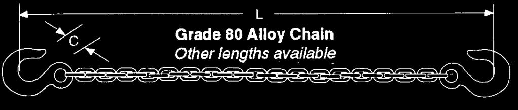 ) Chain Size Dimensions (in.) Weight Number Single @ 90 Double @ 60 (in.) A B C L (lbs.