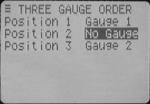 34 OPERATION gea/d39701/f26 Figure 25 - Gauge order set up The user can set up different ordering, to show three gauges or one gauge.