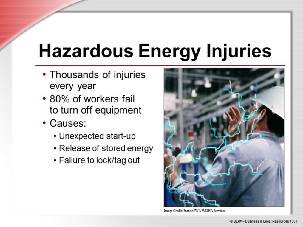 The release of hazardous energy can cause extremely serious injuries. That s why lockout/tagout procedures are so important.