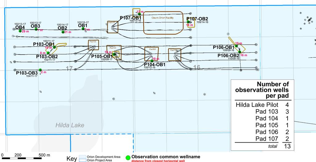 Orion Observation Well Location Map Note: Only 2 out of 13 Observation wells had