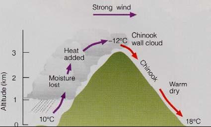 weather when prevailing winds are light Small Scale Circulations: Downslope Windstorms (Chinook) Caused by the interaction of winds with topography (i.e. the Front Range) Air rises on the windward