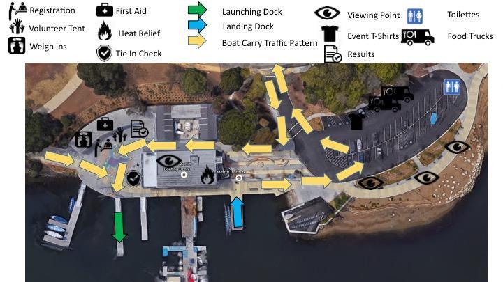 Regatta Operations and Key Points of Interest The following map shows the key points of interest at the Lake Merritt Sailboat house: Please note the Registration, Volunteer, Tee-shirt sales, Food