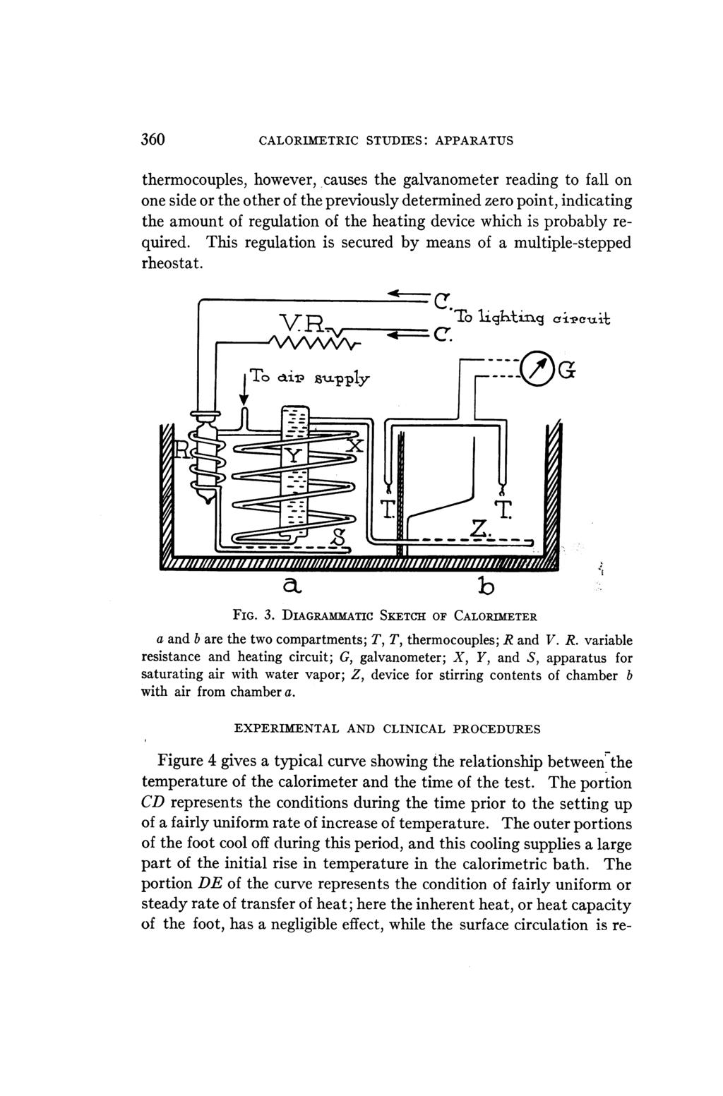 360 CALORIMETRIC STUDIES: APPARATUS thermocouples, however, causes the galvanometer reading to fall on one side or the other of the previously determined zero point, indicating the amount of