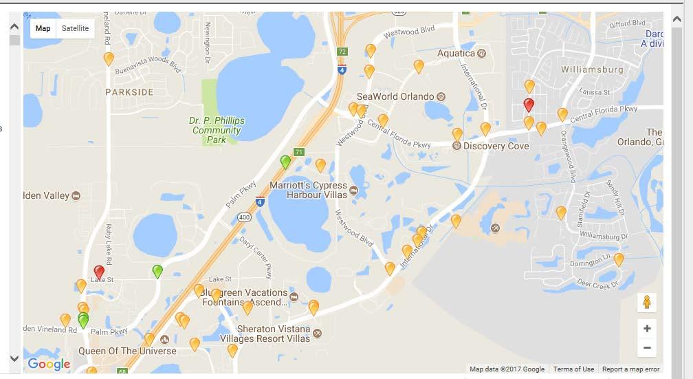 Map below of PED related crashes south of SR