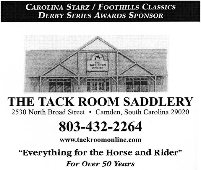Foothills Show Services, Camden Classics, Carolina Starz and The Tack Room will once again present a four show series at the SC Equine Park featuring a Hunter Derby and an Equitation Challenge.