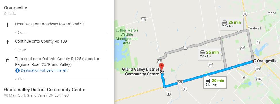 Directions Directions to Grand Valley From Orangeville,