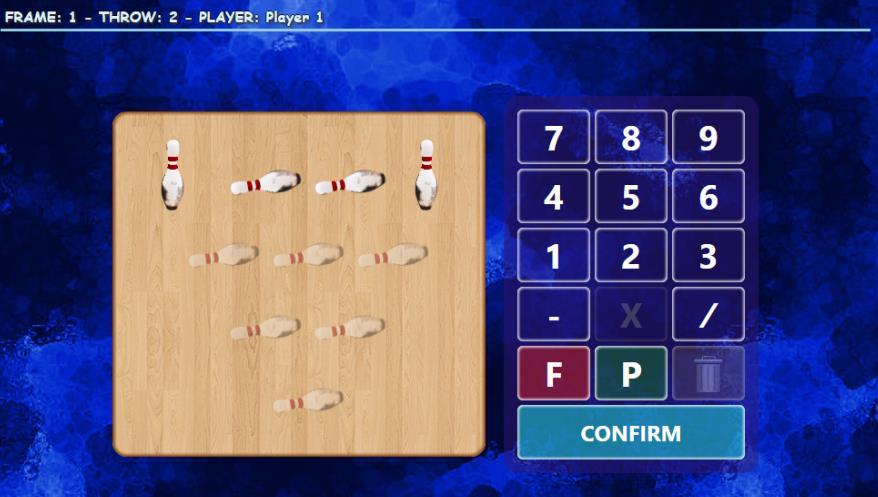 To edit a second ball (spare attempt), use the keypad to change the scored pinfall or other appropriate options for spare, foul, etc.