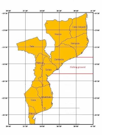 Figure1. Mozambique map showing main fishing ground. 2.