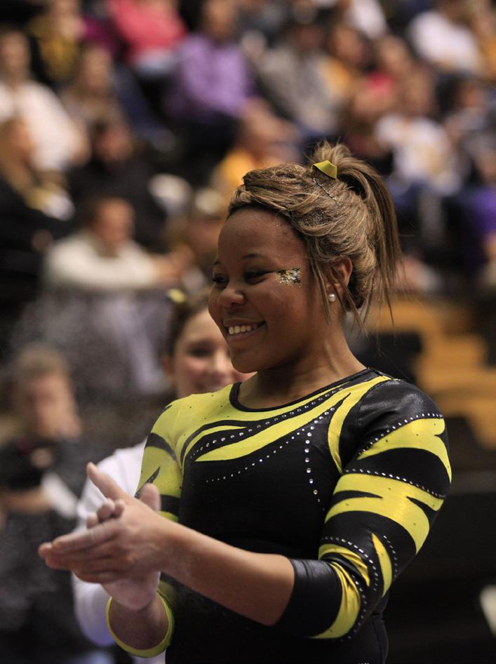 One of the consistent freshmen in 2013 for the Tigers, as she performed in all but one meet. Made her first career appearance last season at No. 3 and recorded a 9.700 score on the balance beam.