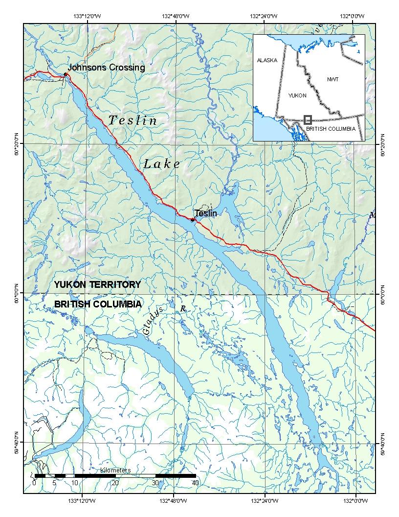 Figure 1. Location of Teslin Lake, Yukon We used the number of fish caught to estimate catch per unit effort (CPUE).
