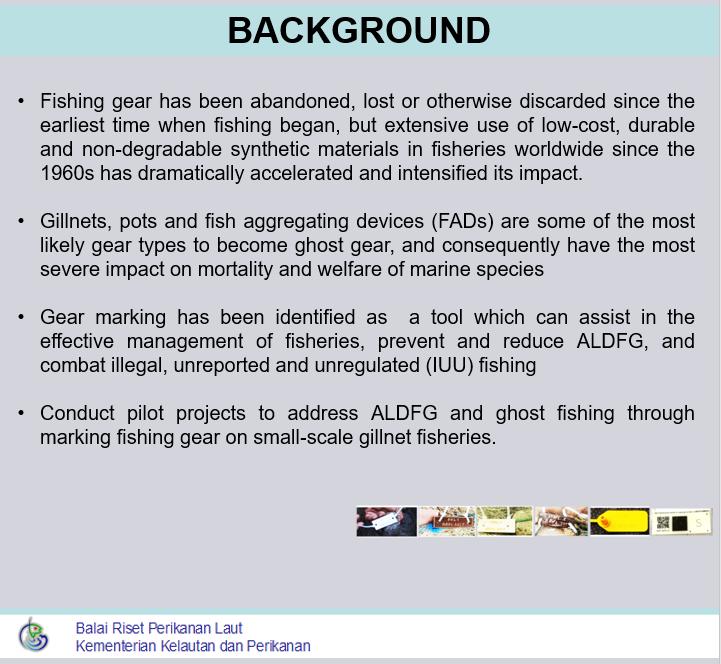 BACKGROUND Fishing gear has been abandoned, lost or otherwise discarded since the earliest time when fishing began, but extensive use of low-cost, durable and non-degradable synthetic materials in