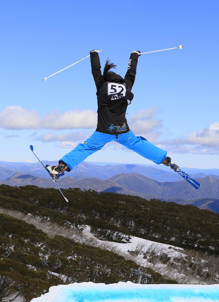 The jumps that can be performed in Interschools Moguls are: Single Can be any one of the following tricks Spread Eagle, Back Scratcher, Iron Cross, Kossak, Daffy, Twister and basic and
