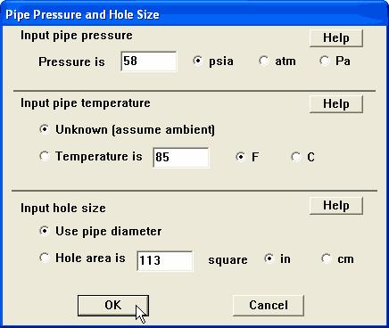 Chapter 4: Reference Pipe pressure. If the pipeline is connected to a very large (infinite) reservoir, use the pressure within the reservoir as your value for pipe pressure.