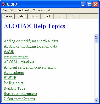 Chapter 1: Welcome to ALOHA Getting help On-screen help is available when ALOHA is running. The list of help topics can be accessed through the Help menu.