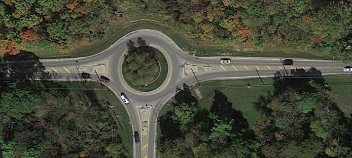 Figure B2-9. Supplemental Example for Number of Exit Lanes N Image Source: Google Earth, 2014. The number of exit lanes per leg does not include any lanes that may be formed from a bypass lane.