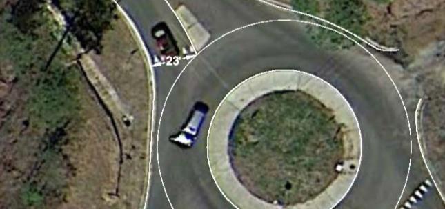 2.12 ENTRY WIDTH The entry width should be measured per leg for each roundabout site. The entry width is measured at the entrance line (i.e., the continuation of the inscribed circle diameter) and is the perpendicular width of the lane relative to a vehicle entering the circulatory roadway.