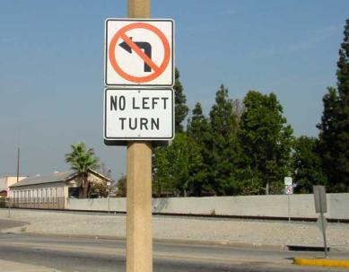 38 No turn signs are effective ways to control traffic patterns.