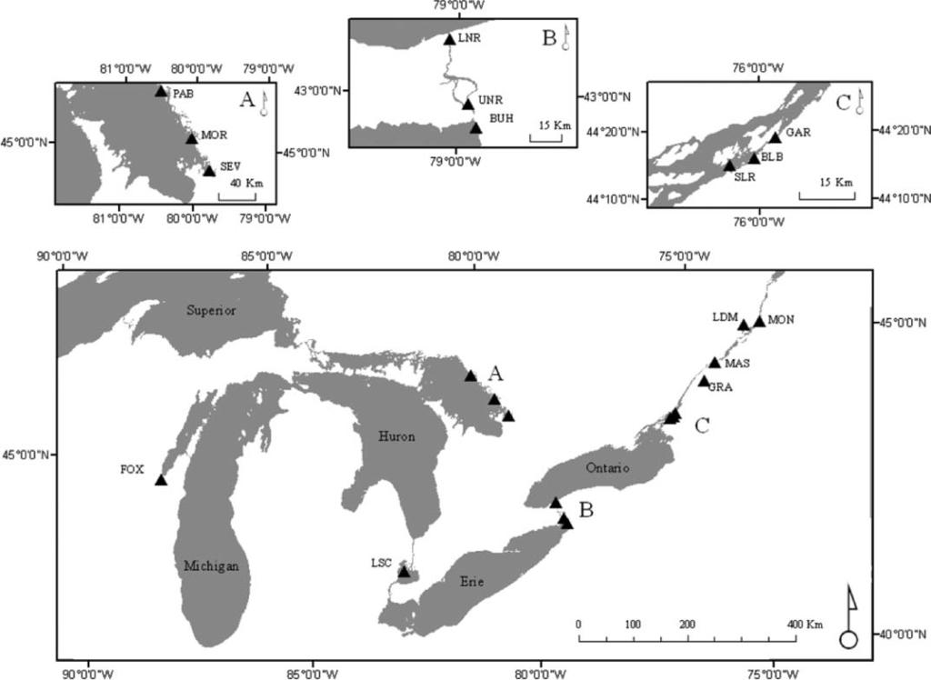 1078 KAPUSCINSKI ET AL. FIGURE 1. Locations of 15 potential populations of Great Lakes Muskellunge sampled for genetic analysis.