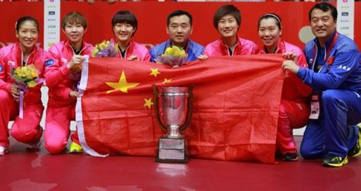 s Team - (L-R: Liu Shiwen, Zhu Yuling, Chen Meng, Kong Linghui