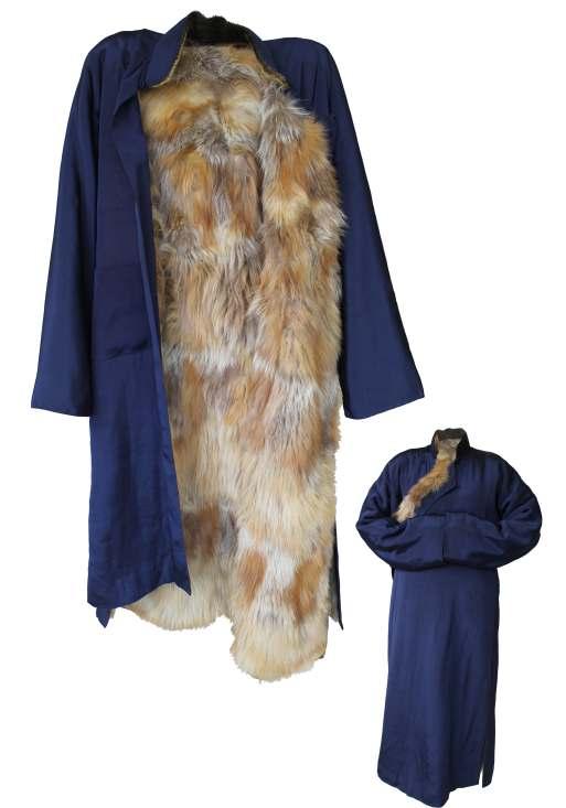 Long dark fur-lined Chinese costume jacket, circa 1973 1002 Coat worn by Bruce Lee.