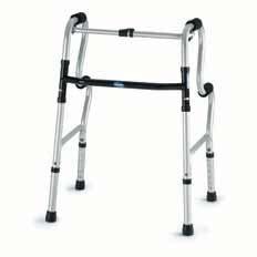 The Invacare Two Step Walker features a wide, deep frame with a large number of height adjustments and a lower side brace for added stability.