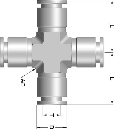 Stainless Steel ush-in-fitting IF - Union Cross (IFUC) MERIC ube to ube Connection IMENSIONS IN MIIMEERS IFUC - 4 IFUC - 6 IFUC - 8 IFUC - 10 IFUC - 12 1 IFUC -