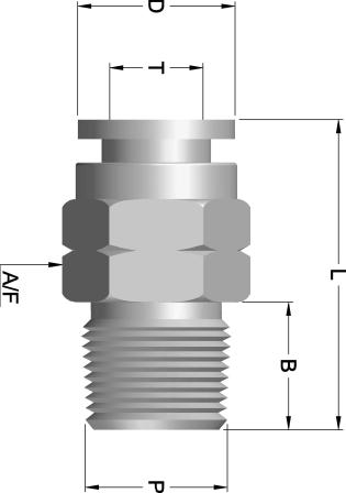 Stainless Steel ush-in-fitting IF - aper Male Connector (IFMC) MERIC ube to Male S pipe thread HREA IMENSIONS IN MIIMEERS 22.6 IFMC - 4-125R S IFMC - 4-250R IFMC - 6-125R S 22.