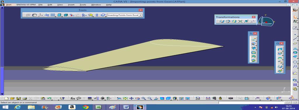 Step 19: Choose Shape fillet command to put a fillet on intersection of surfaces. For this, Select shape fillet. For support1, click at upper surface and inside arrow direction.