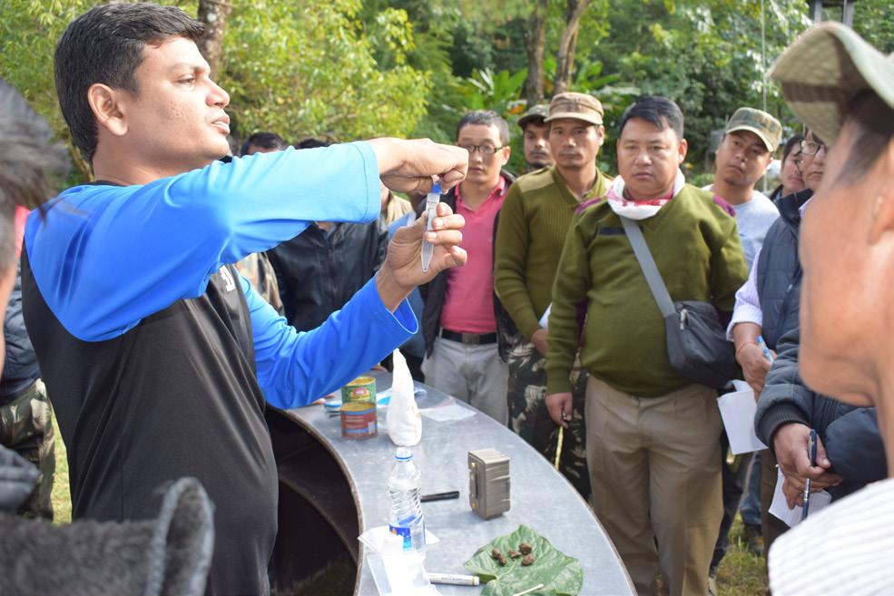 and annual monitoring in the tiger reserves. He explained about the data sheets that are used in the tiger census in detail.