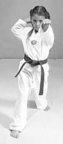 STRIKING (CHIGI) KNIFEHAND STRIKE (PALM UP) RIGHT LEG FORWARD; LEFT LEG BACK PUT YOUR LEFT ARM STRAIGHT IN FRONT OF YOU WITH YOUR LEFT HAND