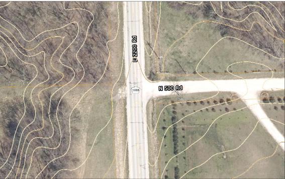 N 500 Rd & E 2200 Rd 2 of 6 Rural Crosswalks: N/A Roadside Conditions: Non-recoverable in Areas, Large Drop Off at Culvert Non-ADA Sidewalk Ramps: N/A Traffic Signal: No Intersection Approach without