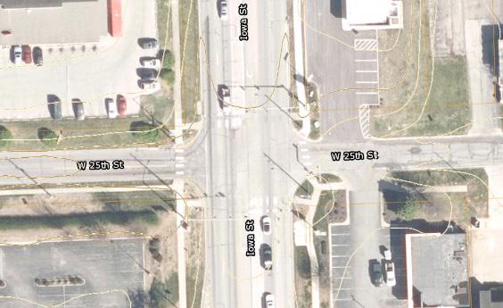 W 25th St & Iowa 5 of 6 Urban Adjacent Roadway Feature: Bus Stops Intersection Approach without Vehicle Detection: 0 Intersection Approach without Emergency Vehicle Detection: 0 Sight Distance: