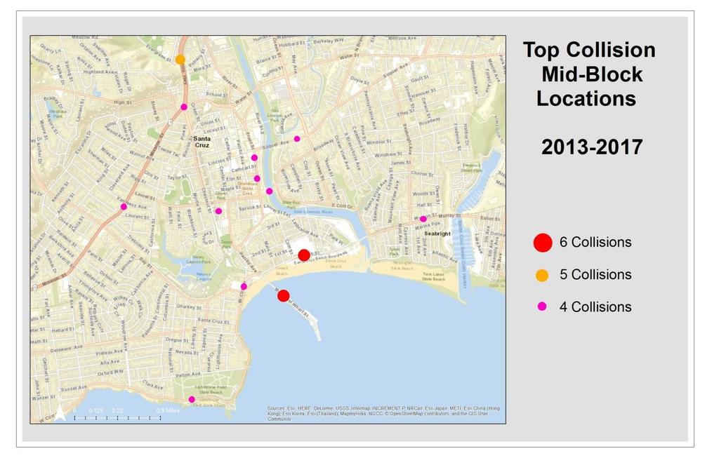 Bike & Pedestrian Top Collision Locations People biking and walking are disproportionately involved in collisions, and the top bike and pedestrian collision locations were analyzed separately to