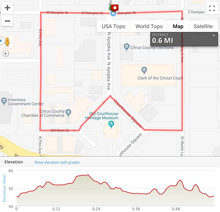 Saturday, March 30, 2019 Inverness Downtown Criterium 1 Courthouse Square, Inverness, FL 34450 28836243, -82329965 Start Time Duration in minutes 10:00am 30 Juniors 9-14 10:40am 30 Men 5 11:15am 45