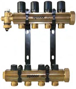 Maximum recommended flow to the manifold based on manifold body diameter is 14 gallons per minute (gpm). TruFLOW Jr. assemblies with balancing valves and valveless manifolds Part no.