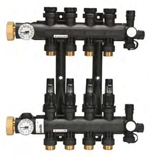 Valved Manifolds (A3030523) Four-wire Thermal Actuator (A3023522) Radiant and hydronic piping systems EP heating manifolds TruFLOW Manifold Actuator Adapter
