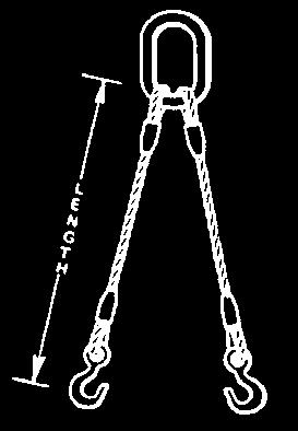 EIP Wire Rope Bridles - Two Leg, Three Leg & 4 Leg Rated Capacity in tons (2000 lbs) Hardware Rope Length Straight Alloy Alloy Sling SP Anchor Diameter 60 45 30 Oblong Link Hook Shackle Pull 1/4" 1 6