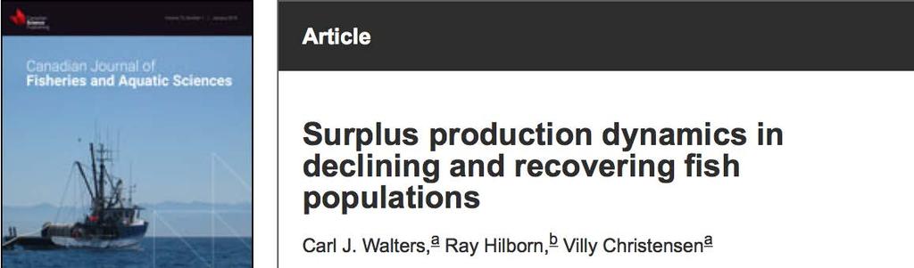 AN INDICATOR OF COLLAPSE: SURPLUS PRODUCTION What leads to collapses? CJFAS 2008.