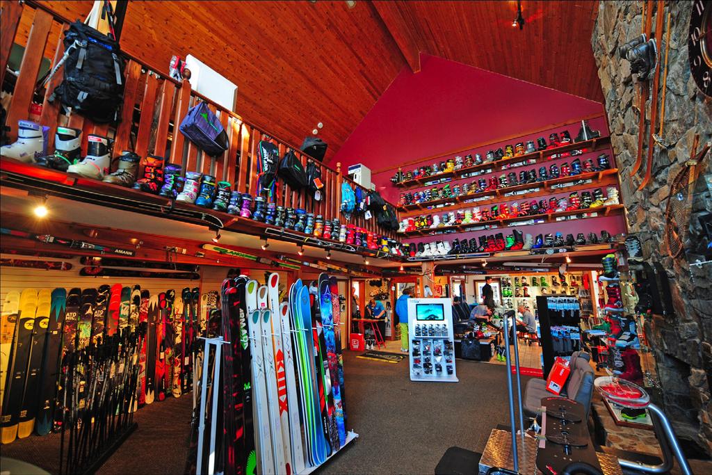 great array of ski equipment. Snowboarders - perfect your stance on our Stance Finder machine.