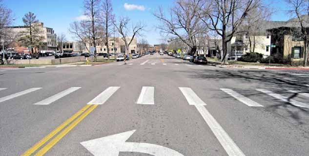 Enhanced Crosswalks Continued: Shorten East/West Pedestrian Crossings Leading Into the Core Area At key street corners where feasible, crosswalk enhancements could include the extension of curb lines