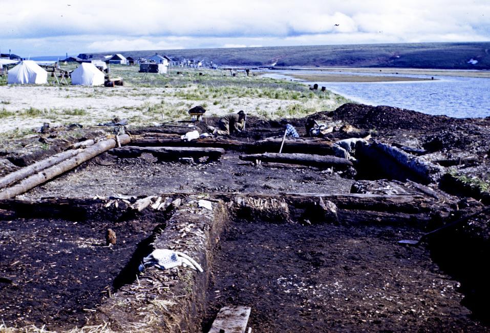 Excavation of ceremonial house, Deering, Alaska Although the Eskimos have left behind them no written history, they have