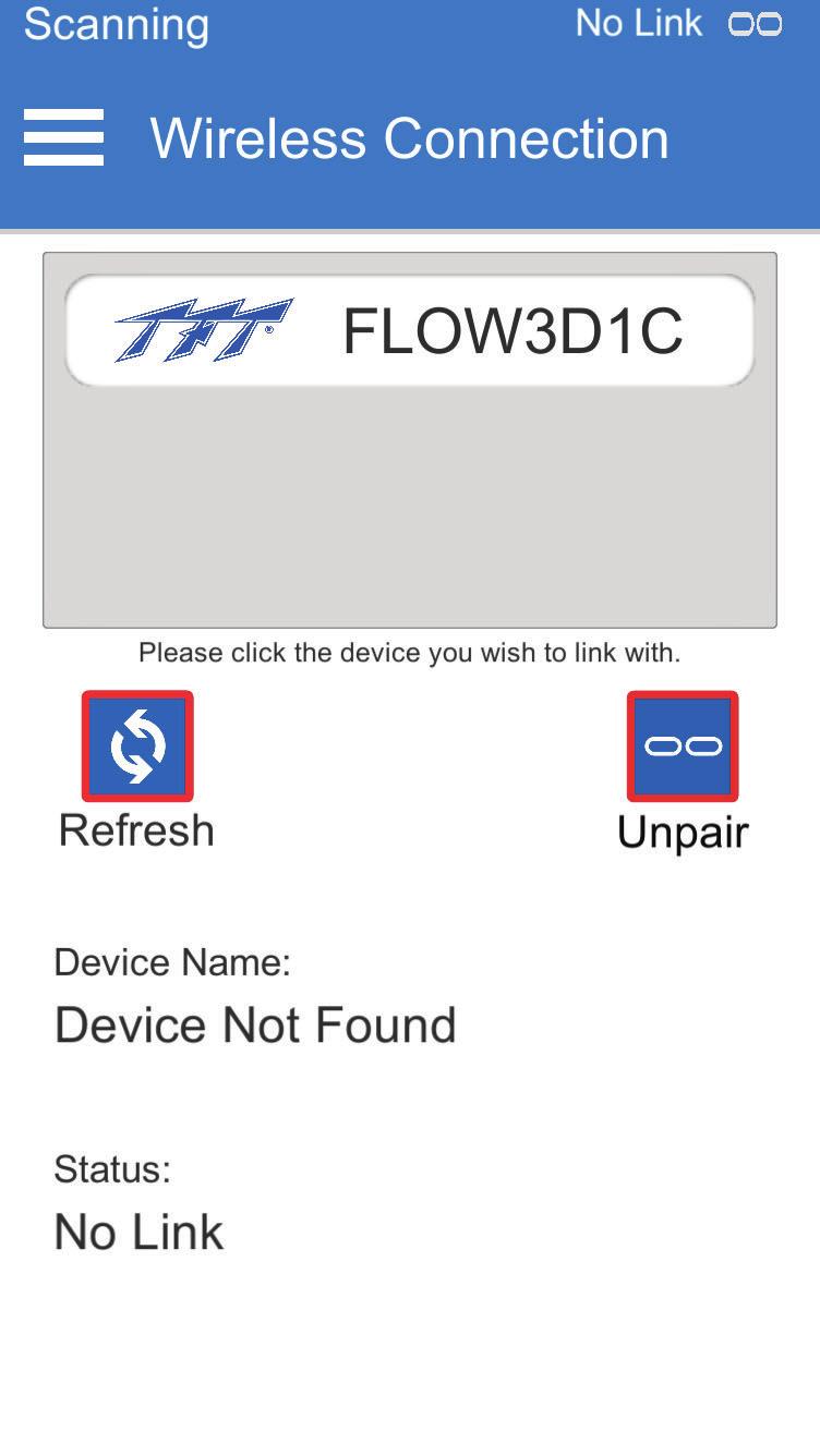 (App will only connect to one SHO-FLOW at a time). If you wish to connect to a different SHO-FLOW press the Unpair button and fi nd the device you wish to connect to in the device list.