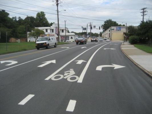 Bicycle parking, bicycle lanes, shared lane markings, cycle tracks, side paths, showers, and lockers should be provided to accommodate those who choose bicycling as their primary mode of