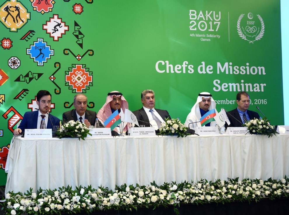 The 4 th Islamic Solidarity Games (Chefs de Mission Seminar) In this Issue: The Chefs de Mission Seminar of the 4 th Islamic Solidarity Games... 1 The 4 th Workshop meeting of the Baku 2017 Games.
