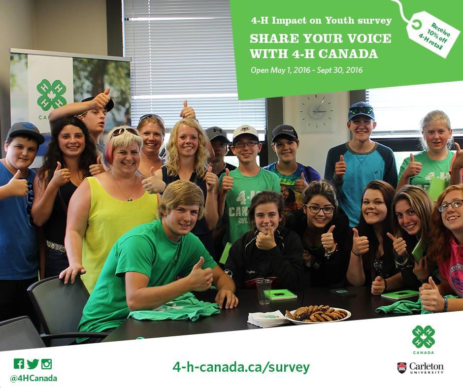 4-H Impact on Youth Survey: Time is running out, so visit 4-h-canada.