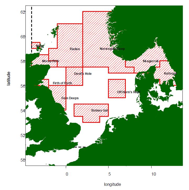 Figure 1: Nephrops functional units in the North Sea and Skagerrak/Kattegat region (Source: ICES 20
