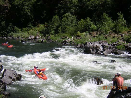 We kayak in the Cache Creek Canyon (near the Cache Creek Indian Casino, about 80 miles from San Francisco near Winters) in June and July and the South Fork of the American River (near Placerville) in