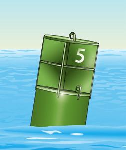 Cans are green cylindrical-shaped buoys marked